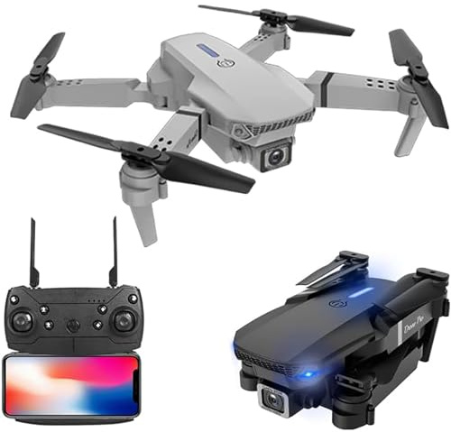 E88 Pro Drone med 4K HD-kamera för vuxna och barn, FPV Live Video RC Quadcopter för nybörjare, hopfällbar RC Quadcopter Helikopter Barnleksaker, 3 batterier och bärväska