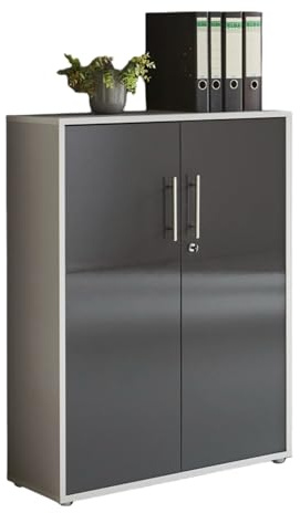 Aktenschrank TABOR abschließbar Büroschrank in diversen Farbvarianten (lichtgrau/anthrazit Hochglanz)