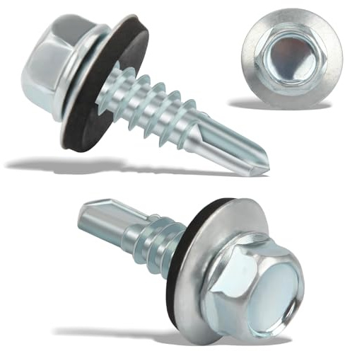 120 Stück Selbstschneidende Schrauben 4.8x16MM Trapezblechschrauben Blechschrauben Schrauben Mit Dichtung Bohrschrauben Dachschrauben Mit Dichtscheibe Spenglerschrauben Selbstschneidend (Silber)