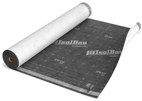 Isolbau Unterspannbahn SPB 135 SKS, 150 m² Rolle (1,5 x 100 m) - Selbstklebende Dachfolie 135 g/m² & 2 Klebestreifen - Dampfdurchlässige Unterdeckbahn, wasserdicht und witterungsbeständig