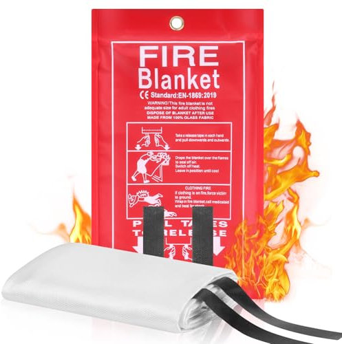 BEENNA Coperta Antincendio per la Casa e la Cucina, 1m x 1m Coperta Ignifuga in Fibra di Vetro, Coperta Antifiamma per Estinguere Incendi Improvvisi in Cucine, Cucina, Auto, Garage e Campeggio ecc.