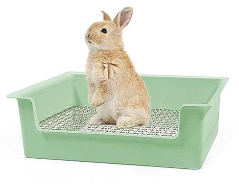 PODOO Steel Grids Kaninchentoilette – Hasentoilette und Meerschweinchen-Trainingsbox, 38,1 x 27,9 x 11,9 cm, 1 cm Löcher, Stahlgitter für Kleintiere, Grün