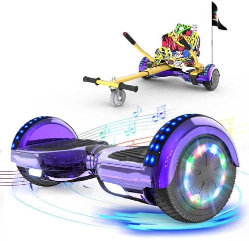 RCB 6.5 Hoverboards avec Siège, Gyroscope avec Deux Moteurs Puissants, Haut-Parleur Bluetooth, Roue LED Clignotante, Cadeau pour Adultes, Enfants et Adolescents