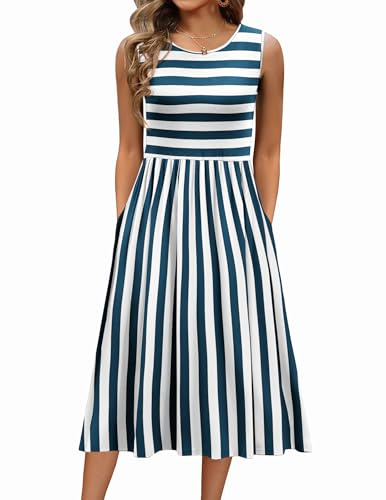 Vestidos Verano Mujer Sin Mangas Cuello Redondo Vestido de Casual Playeros