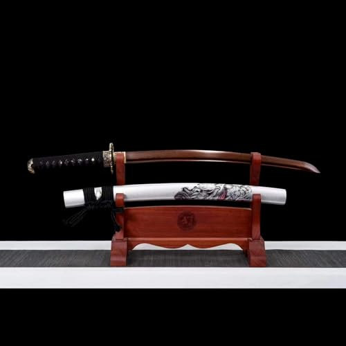 Japanisches Wakizashi-Katana 78cm,Traditionelles Handschmiedeverfahren,Klinge ist aus Musterstahl,Echtes Samurai-Schwert zum Sammeln,Heimdekoration,Kendo,Training,Selbstverteidigung,Cosplay,Geschenke