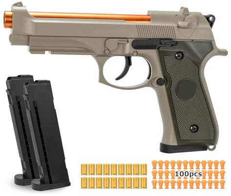 Soft Bullet Gun, Toy Guns for Boys, Shell ejecting Toy Guns That Look Real, Realistic Toy Foam Blaster Guns, Fake Toy Model Stress Shot Toy Gun Pistol Best Gift for Kids Boys Grils 8-12 (Sand)