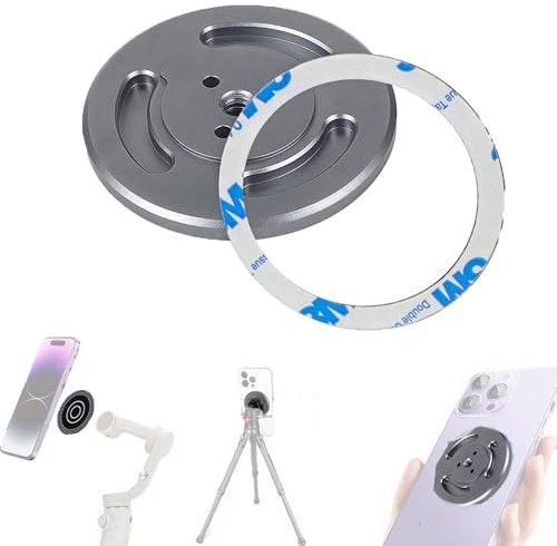 CERFFOOL MagSafe - Adaptador magnético para trípode de teléfono para iPhone 17 16 15 14 13 12 para Huawei/Samsung/Xiaomi, Orificio de Tornillo de 1/4 Pulgadas para trípode cardán