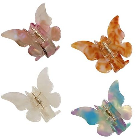Pyuyan 4 Stück Mittelgroß Haarspange Schmetterling Acryl Haarklammern Schmetterling Für Frauen Damen Mädchen