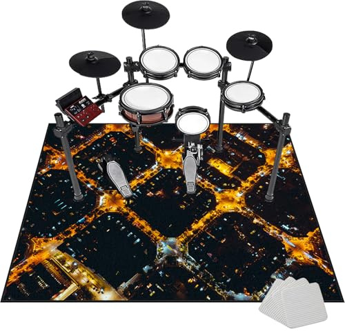 Schlagzeugteppich Drum Teppich Professionelles rechteckiges Schallschutz Trommelmatte 160 x 140 cm Elektrisches Schlagzeug Teppich Music Carpet Innen und Außen Trommelteppich für Studio Wohnung
