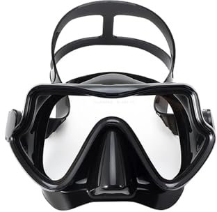 LCQSYE Tauchmasken Tauchmaske Schwimmbrille Taucherschnorchel Silikonrock gehärtetes Glas Panorama HD Anti-Fog Schnorchelmaske(AllBlack)