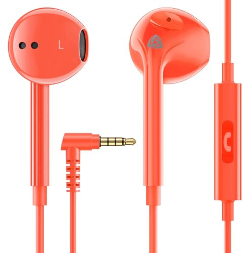 Ludos Zenith Auriculares In Ear con Cable y Microfono, 2 Años de Garantía, Auricular con Jack, Cascos Musica con Graves Potentes, para iPhone, iPad, Samsung, Xiaomi, Huawei, Gaming - Coral