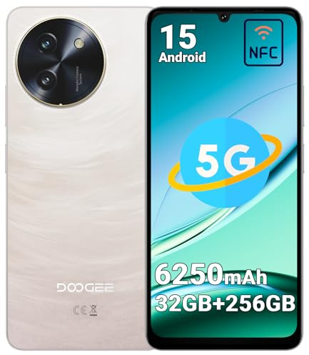 DOOGEE Note59 Pro Móvil 5G Libre, 6,75 HD+ 120Hz Smartphone, 32GB RAM+256GB ROM Android 15 Teléfono Móvil, Batería 6250mAh Octa-Core, 16MP+8MP, Huella Dactilar, Face ID, Dual SIM, NFC/OTG/GPS