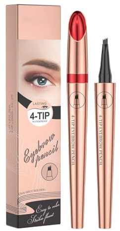 3D Wasserdichter Microblading Augenbrauenstift mit 4 Gabelspitzen, Wischfest Langanhaltend Augenbrauen Pencil für Natürliches Make up (Gray, 1)