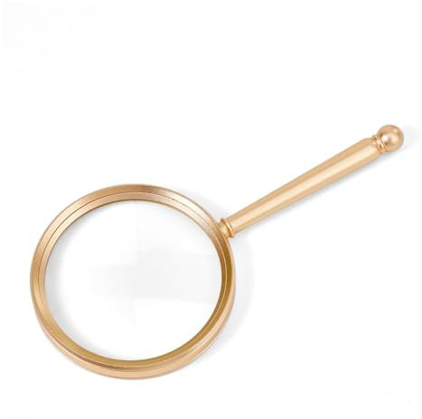 SUPERFINDINGS 10X Handlupe Aluminium 9.5cm Große Goldene Lupe Mit Griff Bruchsichere Linse Dekorative Leselupe Zum Lesen Für Inspektionen Senioren