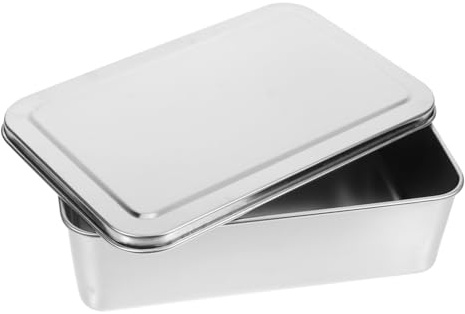 Mipcase Plaque de Four à Pain Rectangulaire en Acier Inoxydable Argenté | Plaque de Cuisson à Pain, Boîte à Pain en Acier Inoxydable, Répartition Uniforme Chaleur, Grosse Profondeur