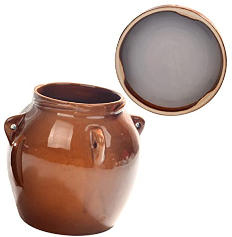 DECOMELODY Tarro De Pepinillos Grande De Cerámica Vintage Tapa Sellada, Capacidad 1200g, Material Cerámico, Apto Para Conservación y Fermentación, Adecuado Para Cocina y Encurtidos Caseros