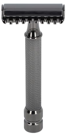 HOSEONFN pour tondeuse à barbe manuelle, double tranchant, poignée antidérapante, outil de toilettage réutilisable, métal en acier inoxydable pour hommes
