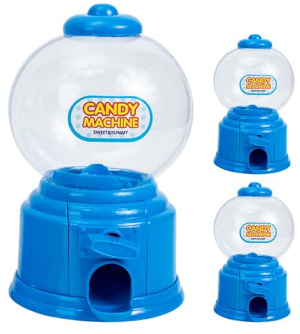 DIYEAH Mini Distributeur Automatique de Bonbons 3 Pcs Bleu Plastique Multifonction Double Usage Rangement Pièces Présent Fête Bureau Anniversaire