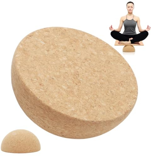 CEWROM Balansbräda Kork Halvkula, Halvkula med antislip, Fitness jämviktstränare för vuxna och barn för jämvikt, yoga, pilates, rehabilitering och fitness (30 x 10 cm)
