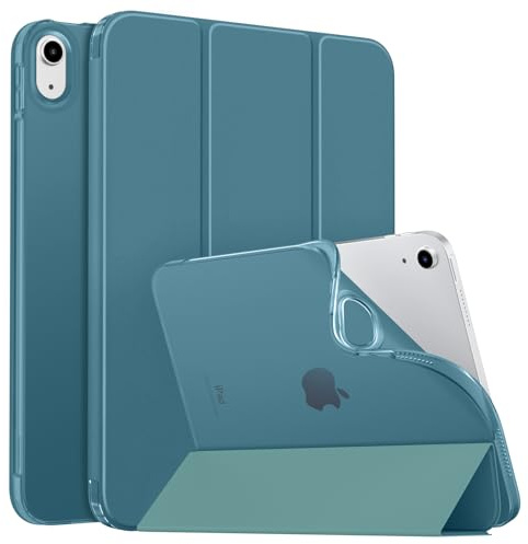 MoKo Slim Case for iPad (A16) 11th/10th Gen 2025/2022, Turquoise | Smart Protective Tri-fold Folio Standing Case, Soft TPU Translucent Back Cover, Auto Wake/Sleep, Support Touch ID