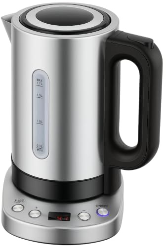 HOMCOM Variable Temperature Kettle 1.7L Temperature Control 3kW, Silver | Fast Boil Water Kettle, Keep Warm Function, LCD Base, Removable Limescale Filter, 360° Swivel