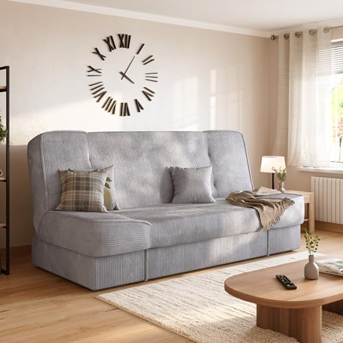 BROMARKT Schlafsofa mit Bettkasten und Schlaffunktion 190x115cm Hellgrau