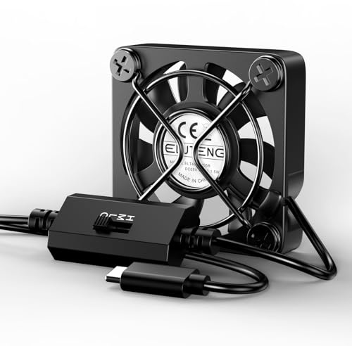 ELUTENG 40 mm USB C-fläkt 5 V liten mini med L/M/H 3 justerbar hastighet, typ C PC datorfläkt 4 cm husfläkt för laptop/PS4/TV-box/AV skåp/router