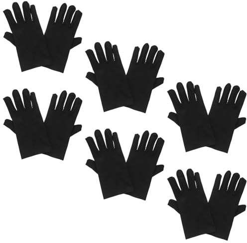 Abaodam Baumwollhandschuhe Weiche Stoffhandschuhe 6 Paar Dünne Schwarze zum Schutz und Reinigung für Schmuck und Uhr bei Ausstellungen und Events
