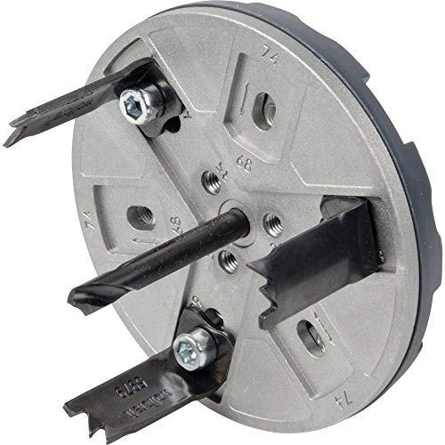 wolfcraft Lochsäge Elektro 5983000 – Verstellbare Bohrkrone für den Akkuschrauber & die Bohrmaschine – Elektroinstallationen in Gipskartonplatten & Holz – Ø 35, 65, 68, 74, 76 & 83mm