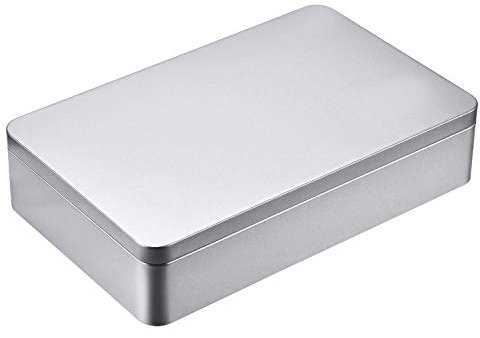 MMBOX 8.5 by 5.3 by 1.9 Inch Silver Rectangular Empty Tin Box Containers, Gift, Jewelery and Storage Tin Kit, Home Organizer,215 x 135 x 48 mm/ 8.5 x 5.3 x 1.9 inch