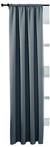 WOLTU Verdunklungsvorhang mit Kräuselband Blickdicht 135x245cm Schiefergrau | Blickdichte Gardinen Abdunkelnd 250g/m² Dicke Thermovorhang Hitzeschutz für Wohnzimmer Schlafzimmer 245cm Lang (1 Stück)