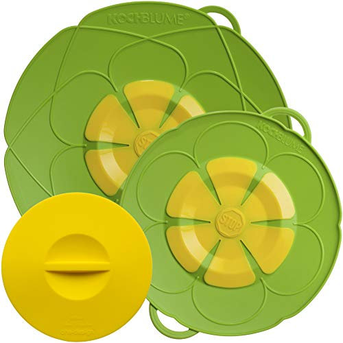 Kochblume vom Erfinder Armin Harecker [2er Set] L 29cm + S 22cm limette | für Topfgrößen von Ø 14 bis 24 cm | mit Frischhaltedeckel gratis