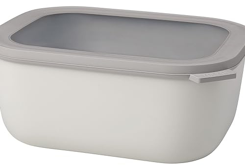 Mepal – Multi Bowl Cirqula Rectangular – Food Storage Container with Lid - Suitable as Airtight Storage Box for the Fridge & Freezer, Microwave Container & Servable Dish – 3000 ml – Nordic white