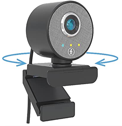 Midland – Webcam PC Follow-U con Microfono Integrato, 360° Cam con Live Tracking, Videocamera Full HD per Streaming, Podcast e Videoconferenze, Compatibile con Tutti i Dispositivi con USB