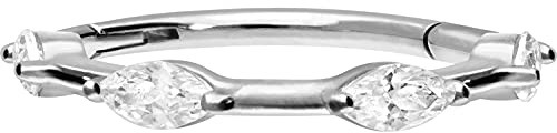 PIERCINGLINE Segmentring Clicker Chirurgenstahl | EINGEFASSTE KRISTALLE | Piercing Ohr Helix Nase Septum | Farb & Größenauswahl