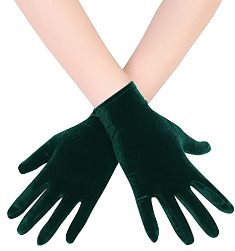 EORUBE 1920s Kurze Samt Handschuhe für Damen Handgelenklange | Velvet Handschuhe für Halloween Motto Party Fasching Kostüm