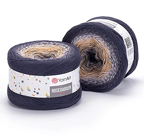 Yarn Art Flowers Rosegarden 100% Cotton 250gr 8.80 oz 1094yds Multicolor Cotton Yarn Rainbow Crochet Yarn Spring Summer (323)