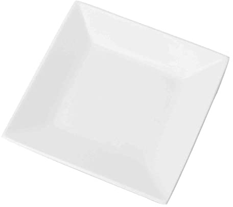 Vuulian White Porcelain Dinner Plate Elegant Square Plates for Parties Ceramic Dessert Plate for Breakfast Afternoon Tea