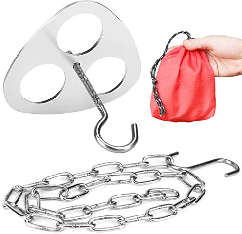 Camping Dreibein Grillzubehör, Lagerfeuer Stativ Grillzubehör Tragbares Edelstahl Camping Kochgeschirr Zubehör mit Hebekette,zum Aufhängen von Kochgeschirr Camping Outdoor Kochen