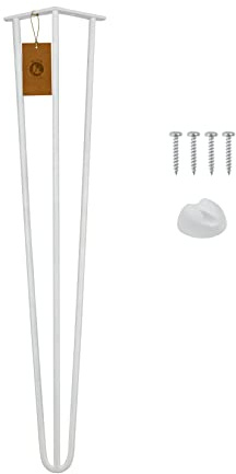 MORIA DESIGN 1 Stück Hairpin Leg 71 cm Weiß - Höhenverstellbares Metall Tischbein für Möbel und Tisch
