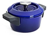 Woll Iron Gusstopf mit Deckel und Silikongriffen - Induktiv -, Ø 16 cm, 8 cm hoch, 1,3l - Geeignet für alle Herdarten, Eisenguss, backofenfest bis zu 250°, blau