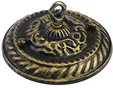 Tighall Ceiling Lighting Plate Lamp Base Ceiling Light Cover Pendant Light Plate with Embossed Pattern Chandelier Accessories with Screw(Vintage Gold)