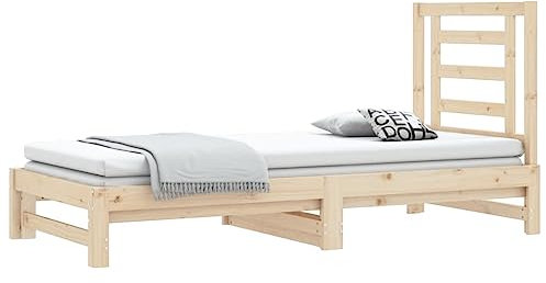 vidaXL Tagesbett Ausziehbar Sofa Gästebett Sofabett Bett Bettsofa Holzbett Schlafsofa Ausziehbett Bettgestell 2X(90x200) cm Massivholz Kiefer