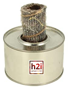 h2i - Torch pot - outdoor party fire - paraffin filled metal tin with bound oilcloth wick - size: diameter 10 cm - height with wick 10 cm - burning time approx. 3 hours + h2i sticker (50 torch pots)