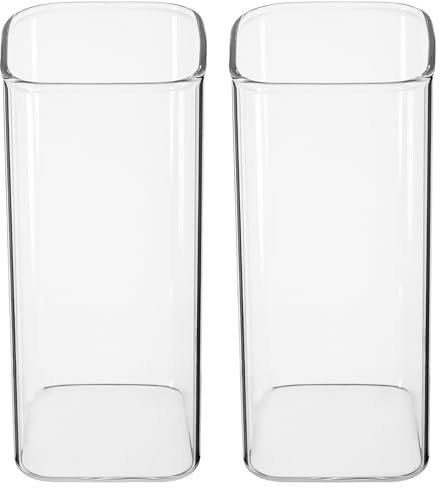 Housoutil Trinkglas Quadratisch, 2Stück 400ml Gläser Viereckig, Dünne Quadrat Eckige Gläser Für Wasser Saft Bier Getränke Sowie Cocktails Mojito Und Mixgetränke