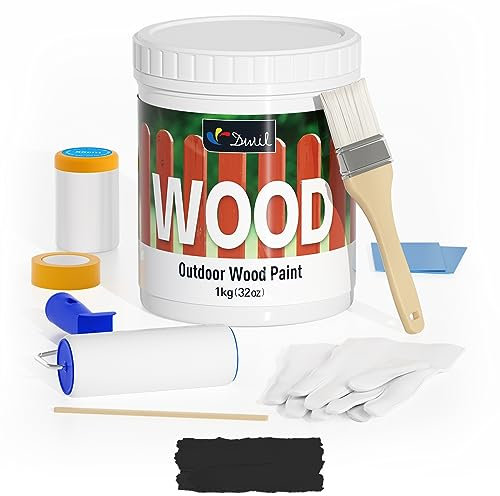 DWIL Wood Paint, Paint for Wood, No Sanding& Fast Dry Outdoor WoodPaint, Water Based& Low Odor Furniture Door Cabinet Paints, Perfect for Indoor/Exterior Black, 50-60sq.ft