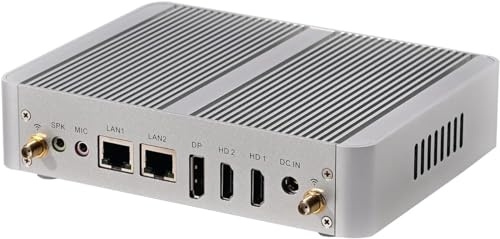 Partaker Fanless Mini PC, Desktop Computer, Kodi Box, HTPC, Intel N100, Windows 11 Pro or Linux Ubuntu, B15, 8 x USB, 2 x LAN, 1 x DP, 2 x HDMI, 8G RAM 256G SSD