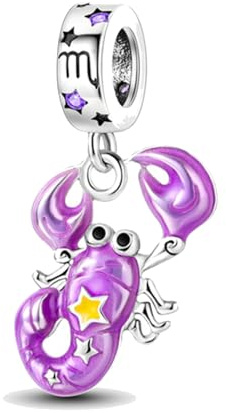 Streetculture Skorpion Sternzeichen Horoskop Geburtstag Leuchtend - Bettelarmband Anhänger Schmuck Charm Zubehör 925 Silber Kette Sterlingsilber Sammelband Geschenkidee