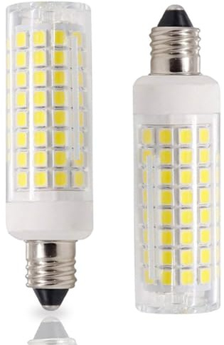 HXMLIHB 8W E11 LED,Equivalent to 80W Halogen lamp，800LM,AC110V-130V，JD T3/T4 E11 Mini Candelabra Base，Dimmable Daylight White 6000K for Indoor Decorative Lighting(Pack of 2)