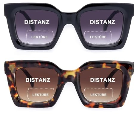 SKYWAY 2er-Pack Bifokale Lesesonnenbrillen für Damen Herren, Klassische Retro Bifokale Sonnenbrille mit Federscharnieren, UV400 Schutz